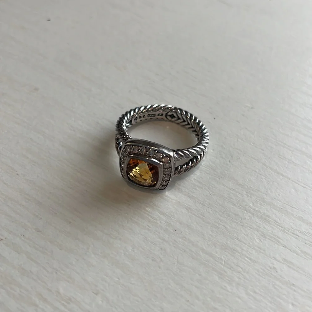 Petite Albion® Ring in Sterling Silver with Citrine and Pavé Diamonds - Picture 2 of 6